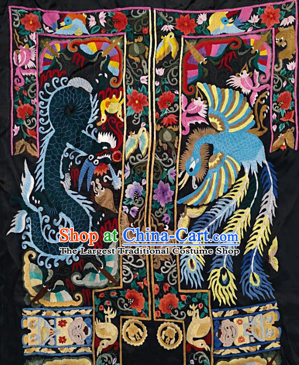 Chinese Traditional Embroidered Fabric Patches Handmade Embroidery Craft Miao Ethnic Accessories Embroidering Dragon Phoenix Applique