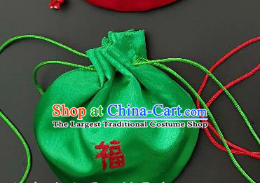 Chinese Traditional Handmade Embroidered Peony Green Silk Sachet Perfumed Silk Bag