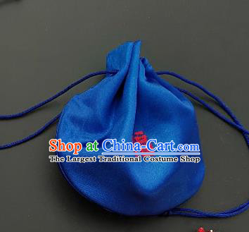 Chinese Traditional Handmade Embroidered Peony Royalblue Silk Sachet Perfumed Silk Bag