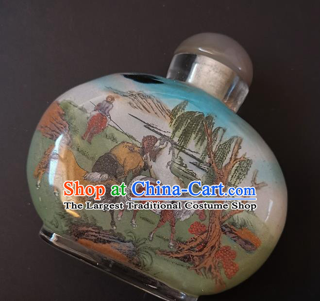 Chinese Snuff Bottle Traditional Handmade Painting Horses Pine Snuff Bottles