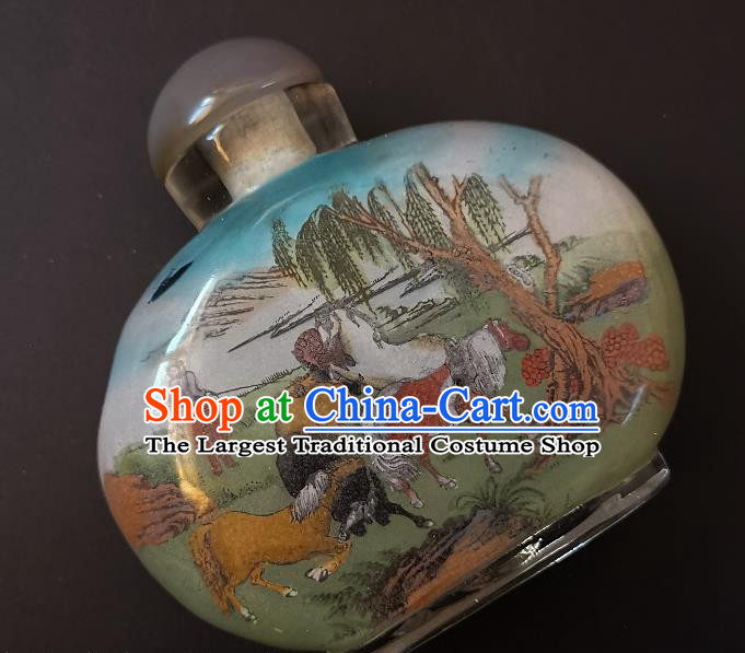 Chinese Snuff Bottle Traditional Handmade Painting Horses Pine Snuff Bottles