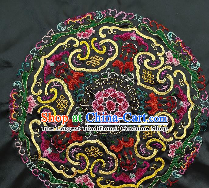 Traditional Chinese Embroidered Bats Fabric Hand Embroidering Dress Round Applique Embroidery Silk Patches Accessories