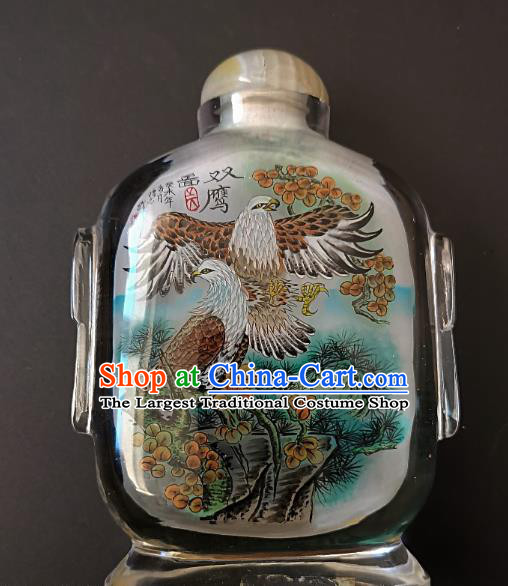 Chinese Snuff Bottle Traditional Handmade Painting Double Eagle Inside Snuff Bottles