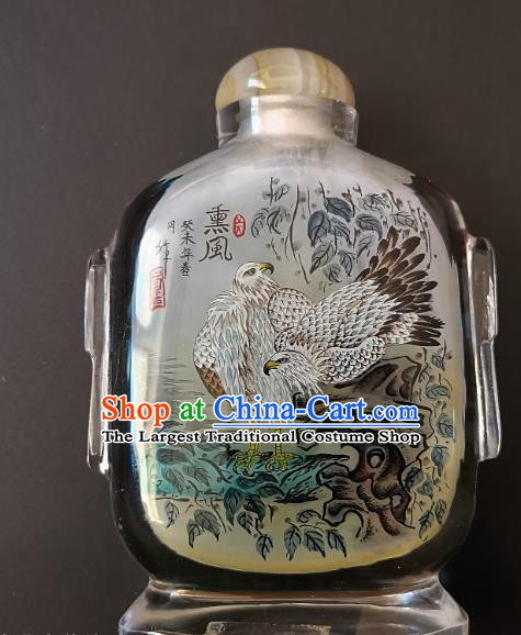 Chinese Snuff Bottle Traditional Handmade Painting Double Eagle Inside Snuff Bottles