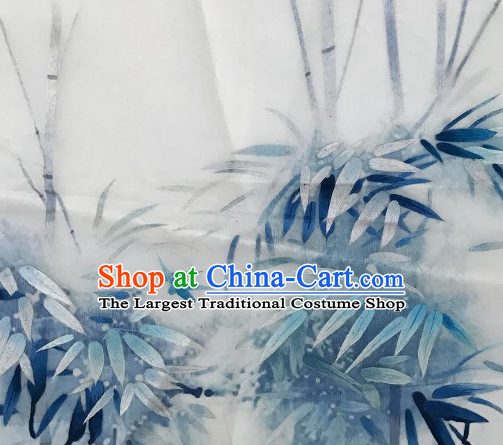 Traditional Chinese Embroidered Blue Bamboo Fabric Hand Embroidering Dress Applique Embroidery Veil Patches Accessories