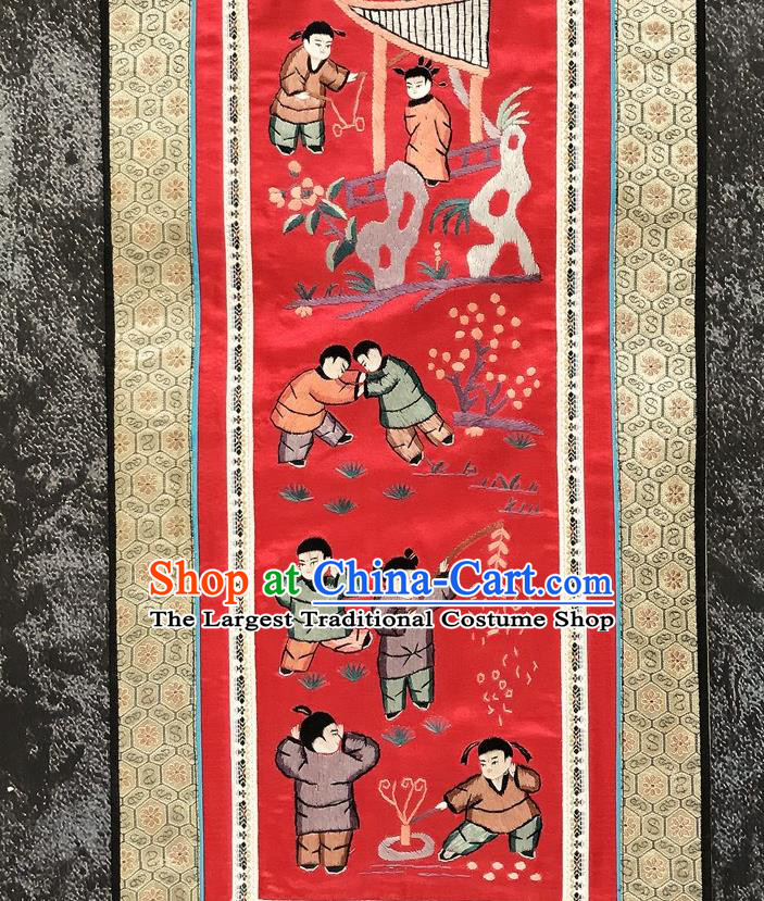 Chinese National Embroidered Character Red Silk Paintings Traditional Handmade Embroidery Decorative Picture Craft
