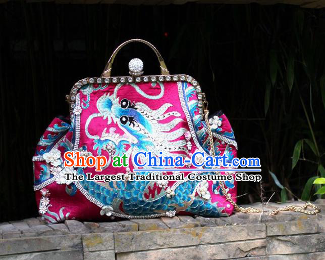 Chinese Traditional Handmade Embroidered Bag Embroidery Dragon Handbag for Women