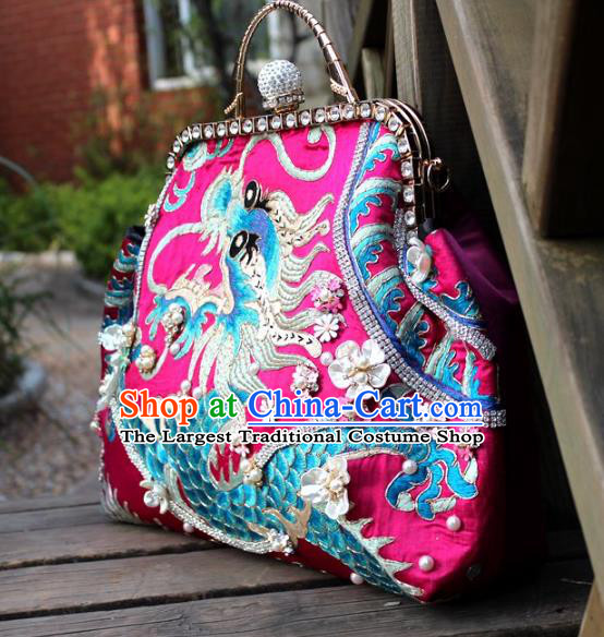 Chinese Traditional Handmade Embroidered Bag Embroidery Dragon Handbag for Women