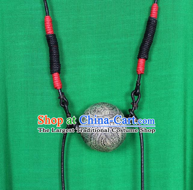 Chinese Handmade Miao Nationality Jewelry Accessories Traditional Minority Ethnic Silver Carving Ball Necklace for Women
