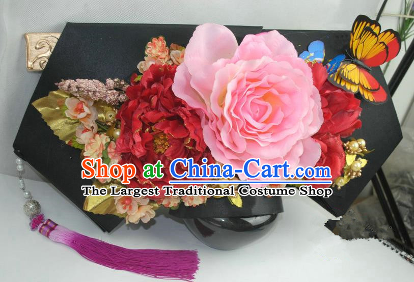 Chinese Traditional Qing Dynasty Palace Woman Hair Accessories Drama Empresses in the Palace Ancient Imperial Consort An Lingrong Flag Bun Headwear