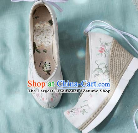 Chinese Traditional National Wedges Heel Shoes Cloth Shoes Embroidered Shoes Hanfu Shoes Women Shoes Handmade Shoes