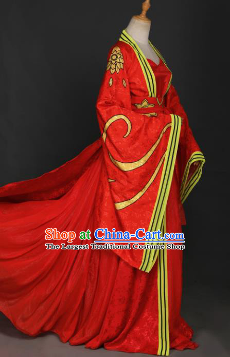Traditional Chinese Cosplay Female Swordsman Red Hanfu Dress Costumes Ancient Princess Jiang Yanli Wedding Clothing for Women