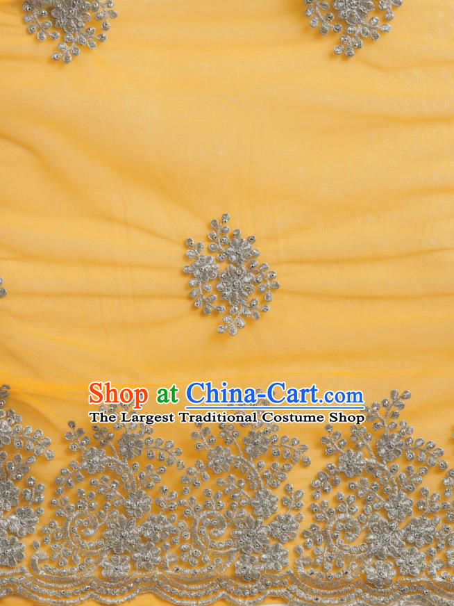 Asian India National Embroidered Yellow Saree Dress Asia Indian Festival Dance Costumes Traditional Female Clothing Blouse and Sari Full Set