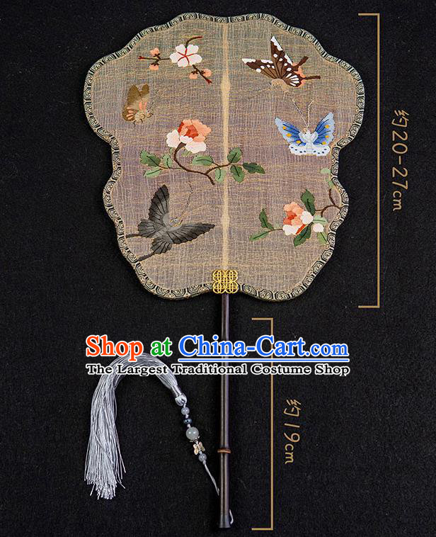 China Classical Hanfu Fan Handmade Palace Fan Traditional Ancient Princess Embroidered Butterfly Silk Fan