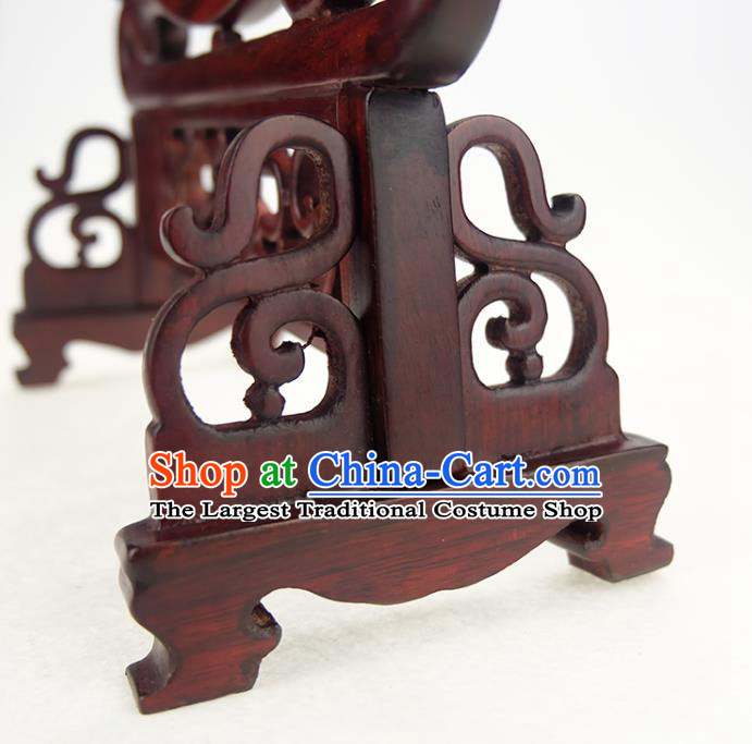 China Embroidered Lotus Desk Screen Handmade Rosewood Table Ornament Suzhou Double Side Embroidery Silk Craft