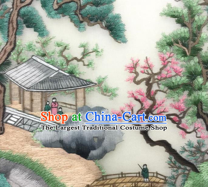 China Traditional Handmade Suzhou Embroidered Paysage Silk Fan Classical Dance Palace Fan