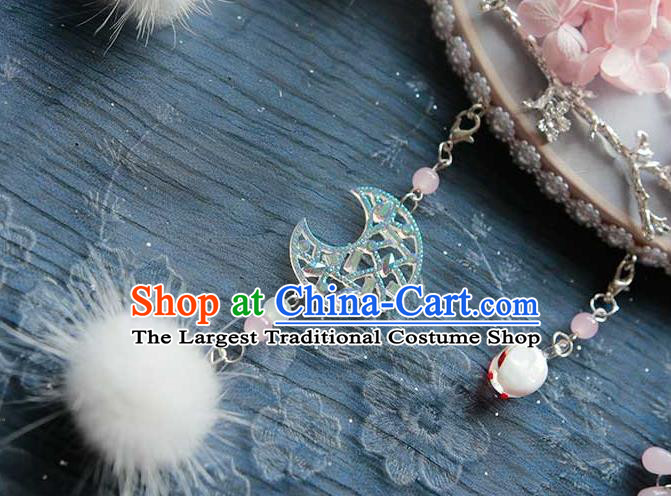 China Traditional Bride White Silk Fan Classical Dance Circular Fan Handmade Wedding Pink Hydrangea Palace Fan