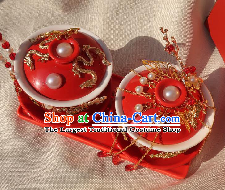 China Handmade Red Cups Traditional Wedding Tea Cups