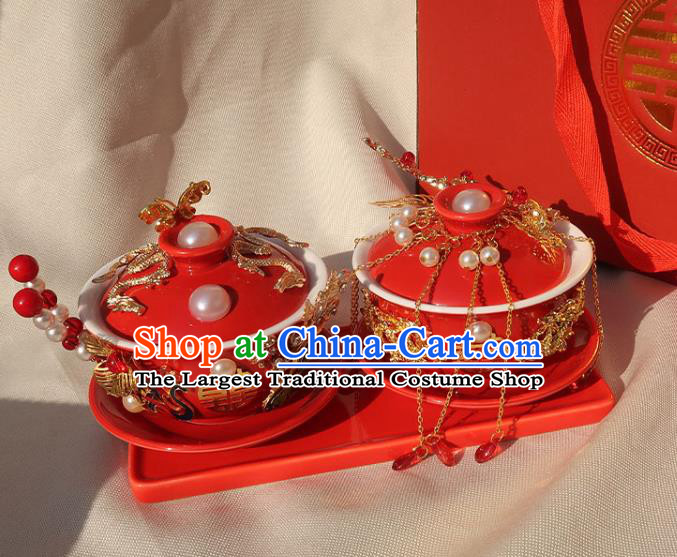 China Handmade Red Cups Traditional Wedding Tea Cups