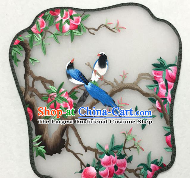 China Embroidered Peach Palace Fan Traditional Hanfu Fan Handmade Classical Dance Silk Fan