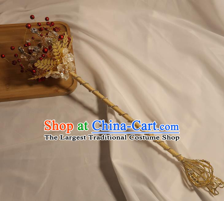 Handmade Bride Golden Cane Top Grade Wedding Bridal Bouquet Queen Sceptre