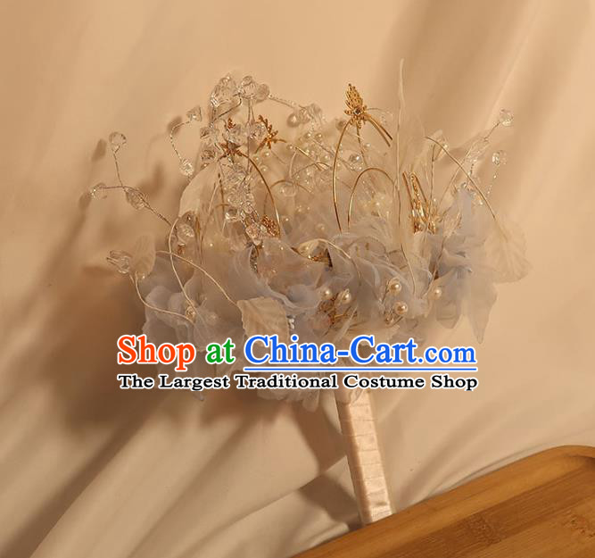Handmade Queen Sceptre Top Grade Wedding Bridal Bouquet Bride Blue Silk Flowers Cane