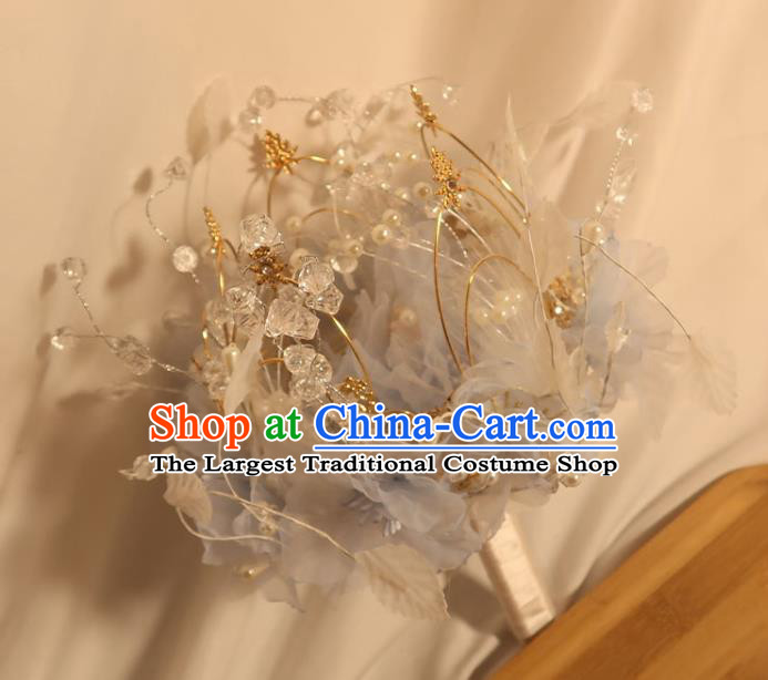 Handmade Queen Sceptre Top Grade Wedding Bridal Bouquet Bride Blue Silk Flowers Cane