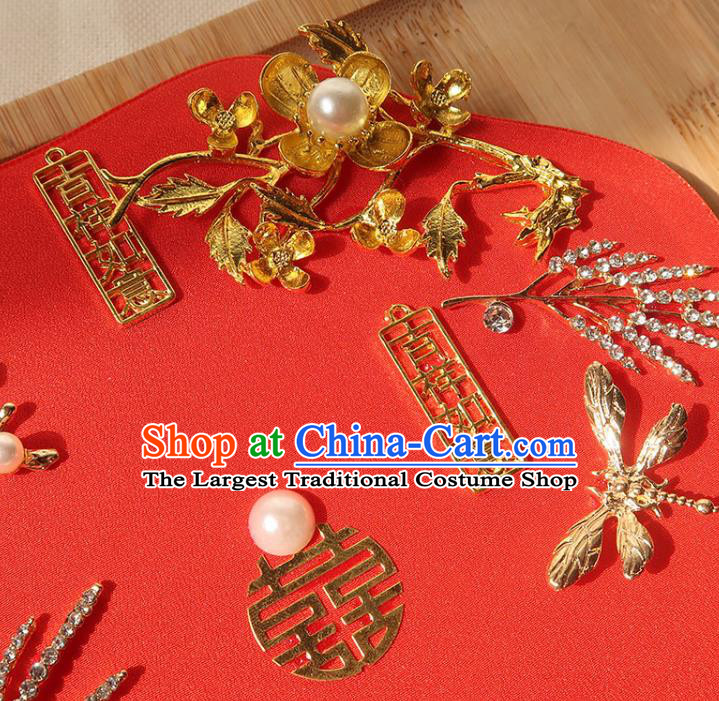 China Ancient Princess Crystal Flowers Fan Handmade Hanfu Red Silk Fan Traditional Wedding Palace Fan