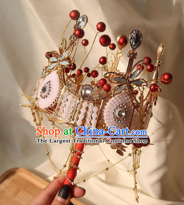 Top Grade Wedding Bridal Bouquet Handmade Bride Opal Dragonfly Cane Baroque Queen Red Sceptre