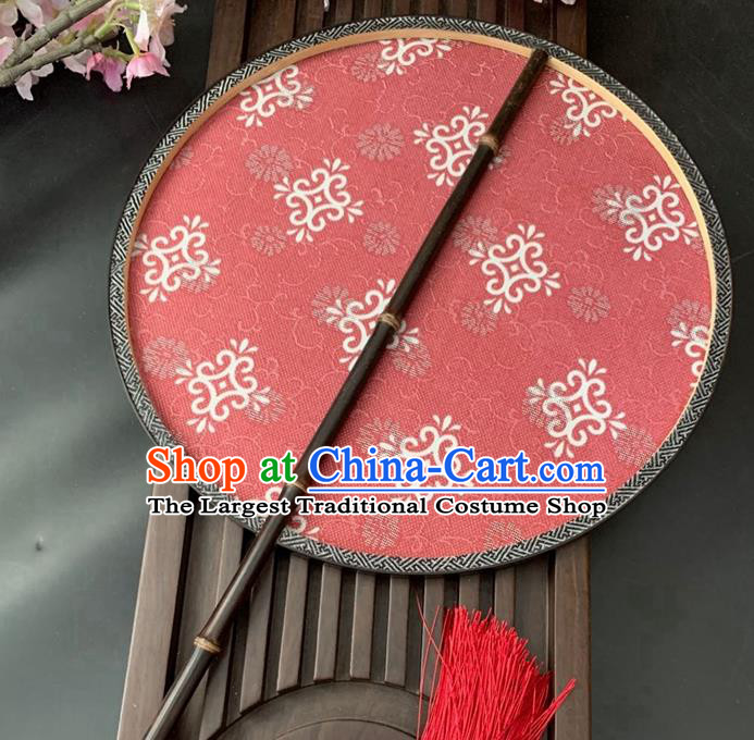 China Traditional Ancient Song Dynasty Palace Fan Handmade Jacquard Daisy Red Silk Fan Classical Hanfu Princess Circular Fan