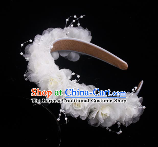 French Bride White Silk Rose Hair Clasp Elegant Hair Accessories Wedding Princess Headband