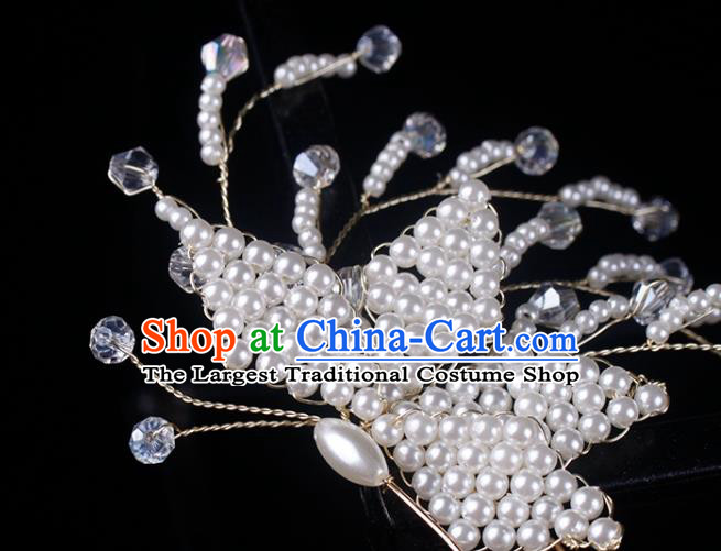 Top Grade Classical Beads Butterfly Hairpin Handmade Hair Stick Wedding Bride Hair Accessories