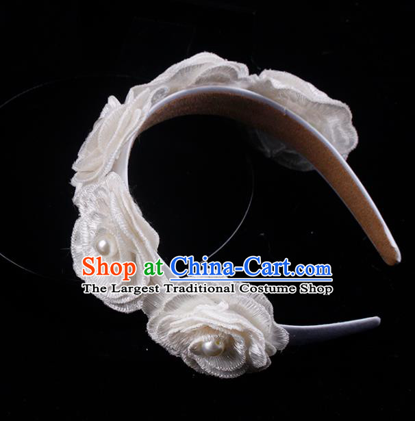 French Court Bride White Rose Hair Clasp Elegant Wedding Headband Hair Accessories