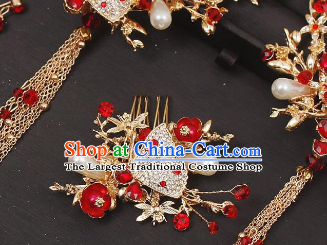 China Classical Hairpins Wedding Bride Hair Accessories Handmade Hair Comb Full Set