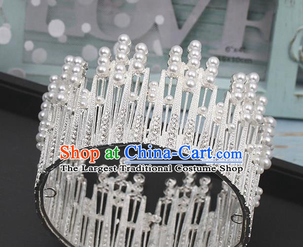 Top Bride Argent Royal Crown Wedding Princess Hair Clasp Elegant Hair Accessories