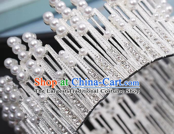 Top Bride Argent Royal Crown Wedding Princess Hair Clasp Elegant Hair Accessories