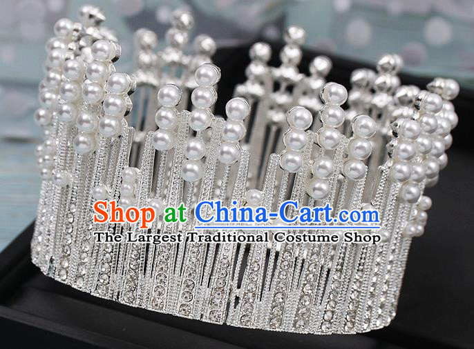 Top Bride Argent Royal Crown Wedding Princess Hair Clasp Elegant Hair Accessories