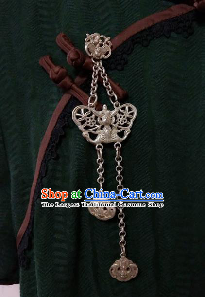 Handmade China Argent Bat Tassel Brooch Pendant Accessories Classical Cheongsam Breastpin Jewelry