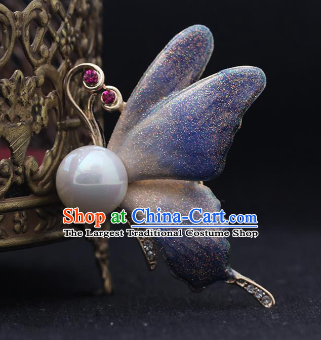 Top Baroque Blue Butterfly Brooch Court Jewelry Crystal Breastpin Accessories