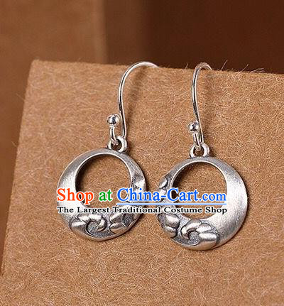 Top Chinese Cheongsam Silver Carving Earrings Classical Ear Jewelry Accessories