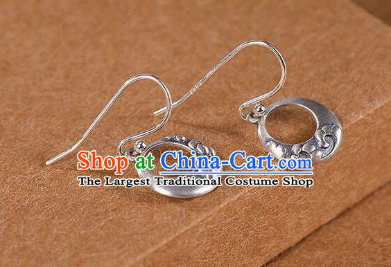 Top Chinese Cheongsam Silver Carving Earrings Classical Ear Jewelry Accessories