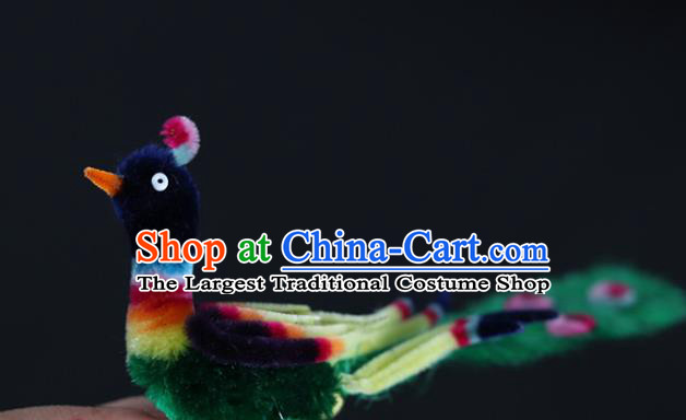 China Ancient Hanfu Velvet Hair Stick Traditional Handmade Peacock Hairpin