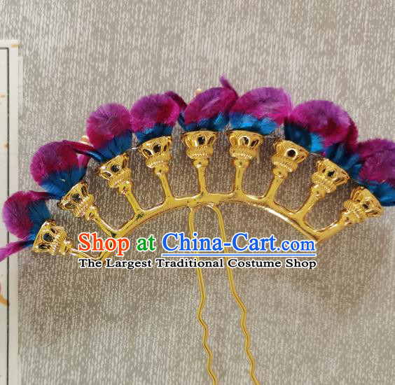 China Classical Purple Velvet Flowers Hair Stick Hair Accessories Traditional Cheongsam Handmade Hairpin