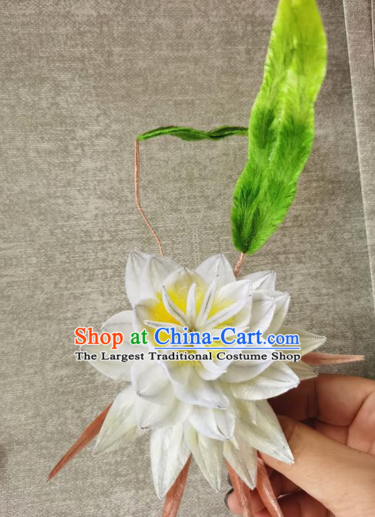 China Classical White Epiphyllum Hair Stick Handmade Hair Accessories Traditional Cheongsam Flower Hairpin
