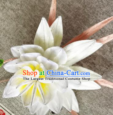 China Classical White Epiphyllum Hair Stick Handmade Hair Accessories Traditional Cheongsam Flower Hairpin