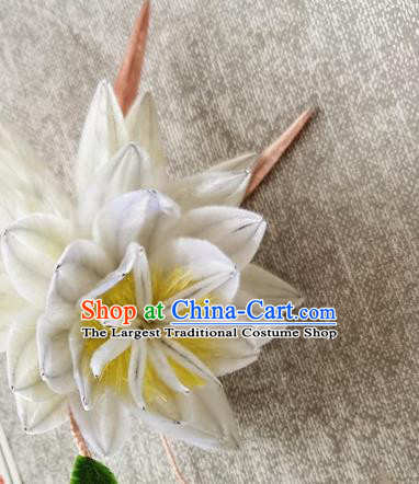 China Classical White Epiphyllum Hair Stick Handmade Hair Accessories Traditional Cheongsam Flower Hairpin