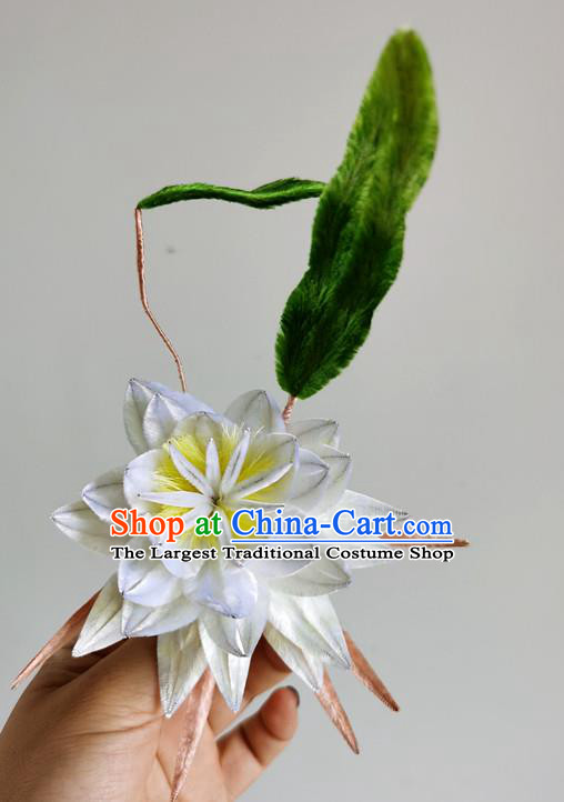 China Classical White Epiphyllum Hair Stick Handmade Hair Accessories Traditional Cheongsam Flower Hairpin