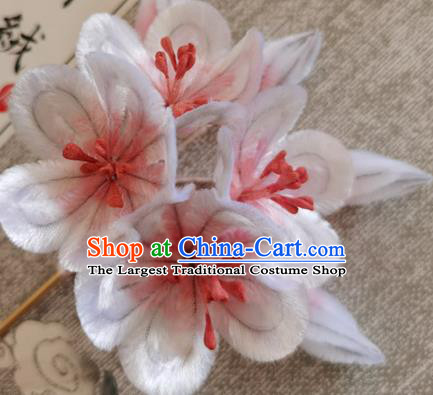 China Classical Plum Blossom Hair Stick Traditional Ancient Princess Velvet Flowers Hairpin