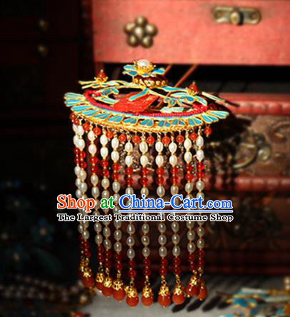 China Classical Wedding Pearls Tassel Hairpin Traditional Qing Dynasty Empress Hair Stick