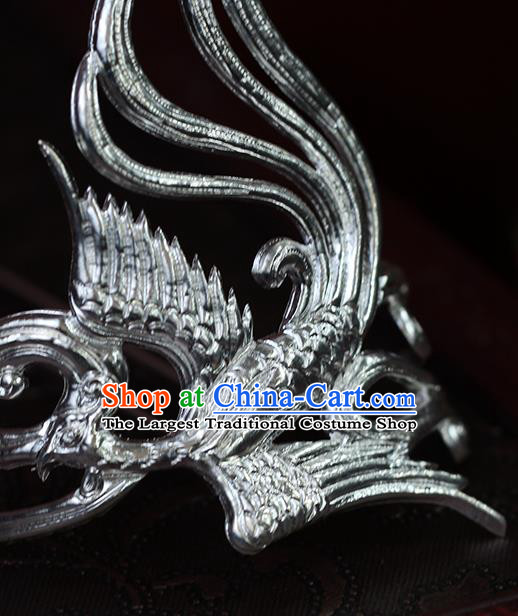 Handmade China Ancient Swordsman Face Accessories Ming Dynasty Knight Argent Mask